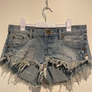 distressed one teaspoon bonita jean shorts